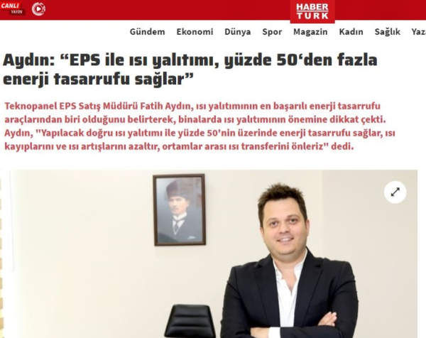 Aydın-Haberturk.com:"توفير أكثر من 50% من الطاقة في العزل الحراري بفضل EPS"