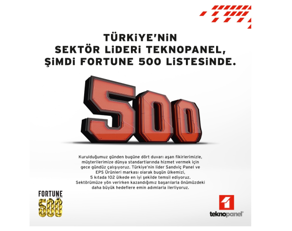 Лидер сектора Teknopanel - в рейтинге 500 крупнейших компаний Турции Fortune