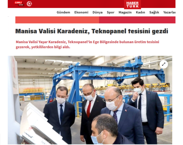 Haberturk.com - Губернатор Манисы Яшар Карадениз посетил предприятие Teknopanel