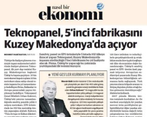 Nasıl Bir Ekonomi: ''Teknopanel opens its 5th factory in North Macedonia''