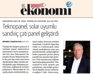 Nasıl Bir Ekonomi: ''Teknopanel developed solar-compatible sandwich roof panel''