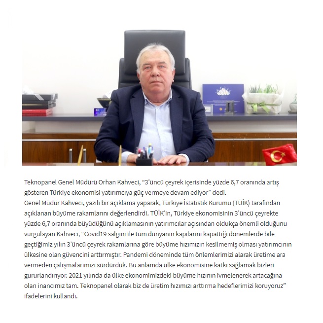 Haberturk.com- "Mr. Kahveci: Growth numbers support the investor"