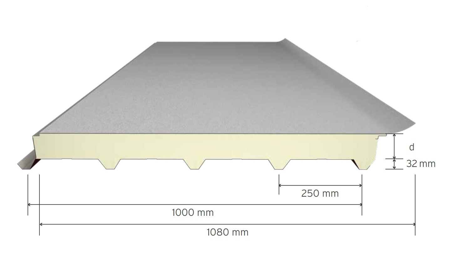 Panneau Pour Couverture Avec Membrane à 5 Nervures-Tôle Double